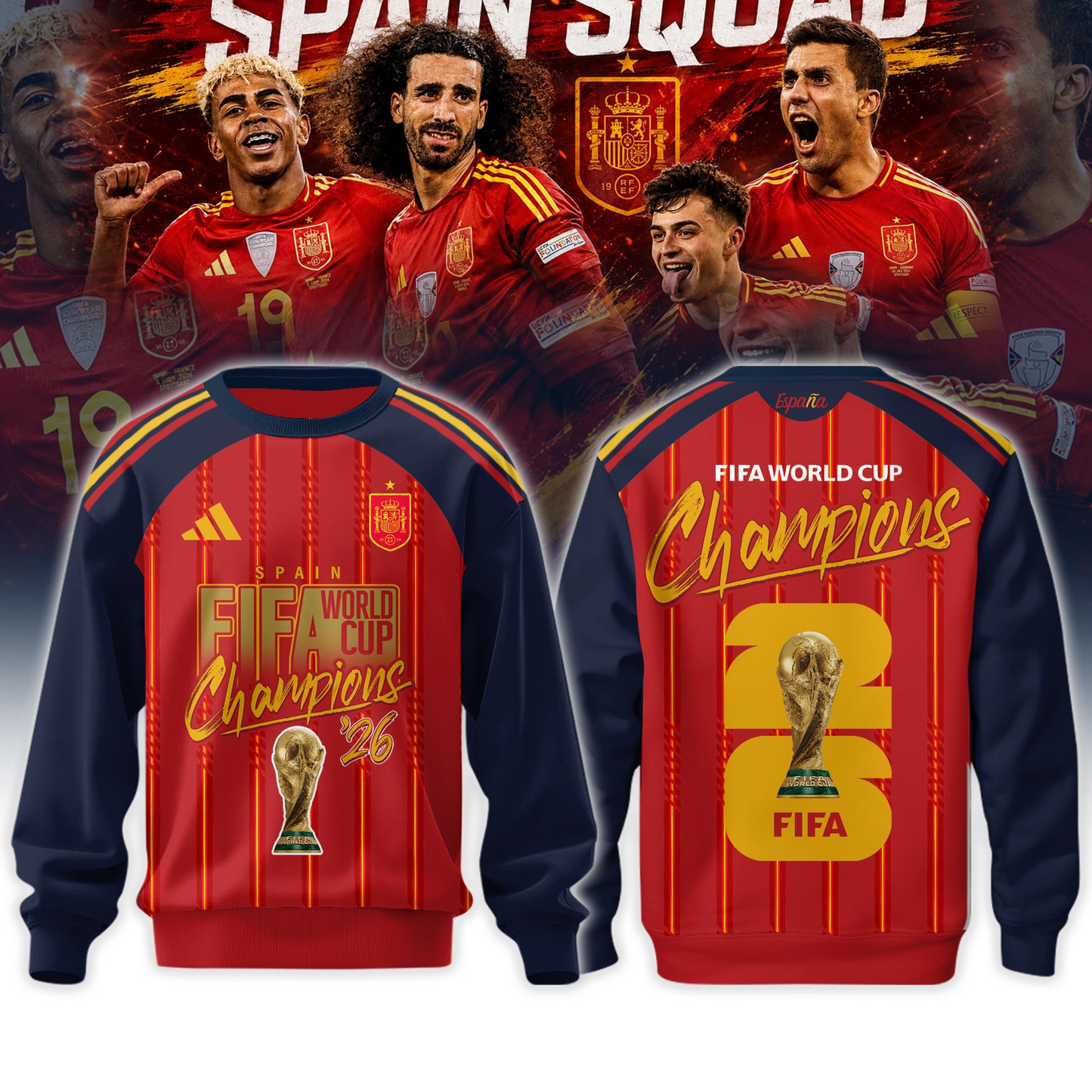 Premium Spain World Cup Champions 2026 Sweater V8