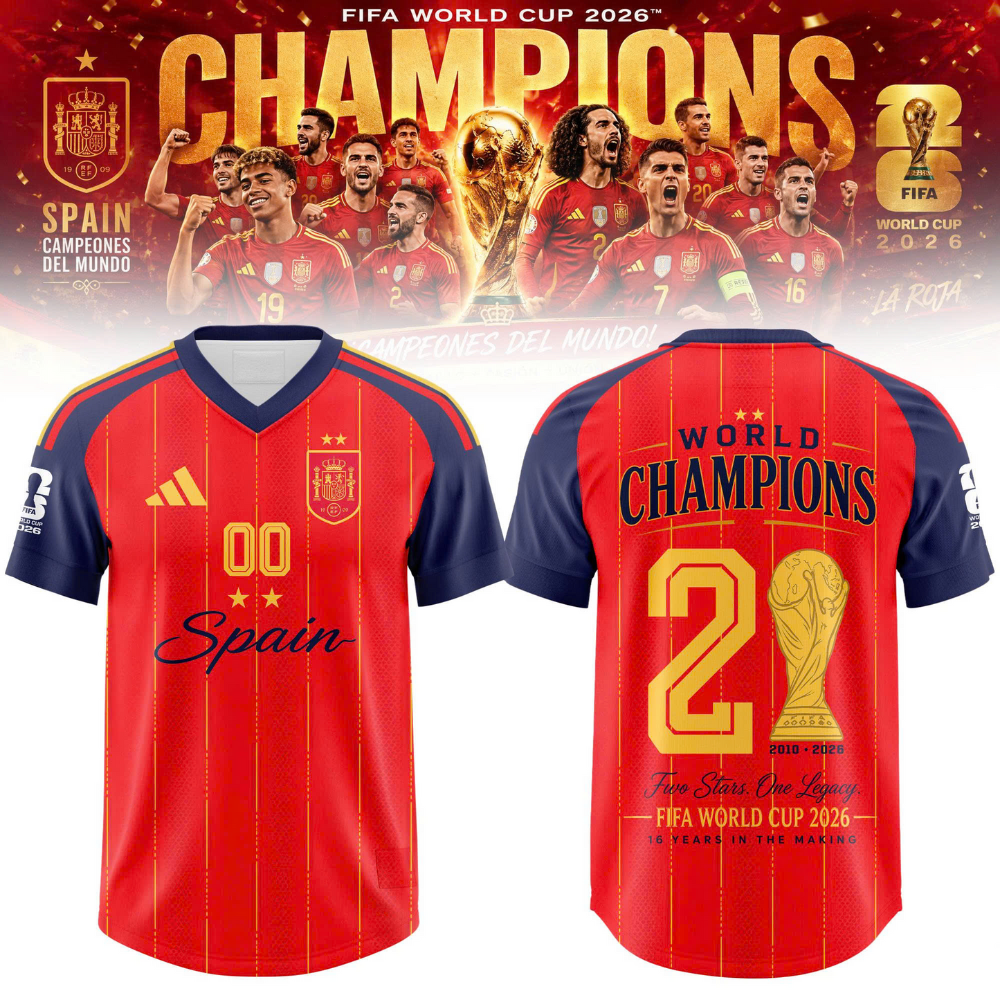 Premium Spain World Cup Champions 2026 T-shirt V29