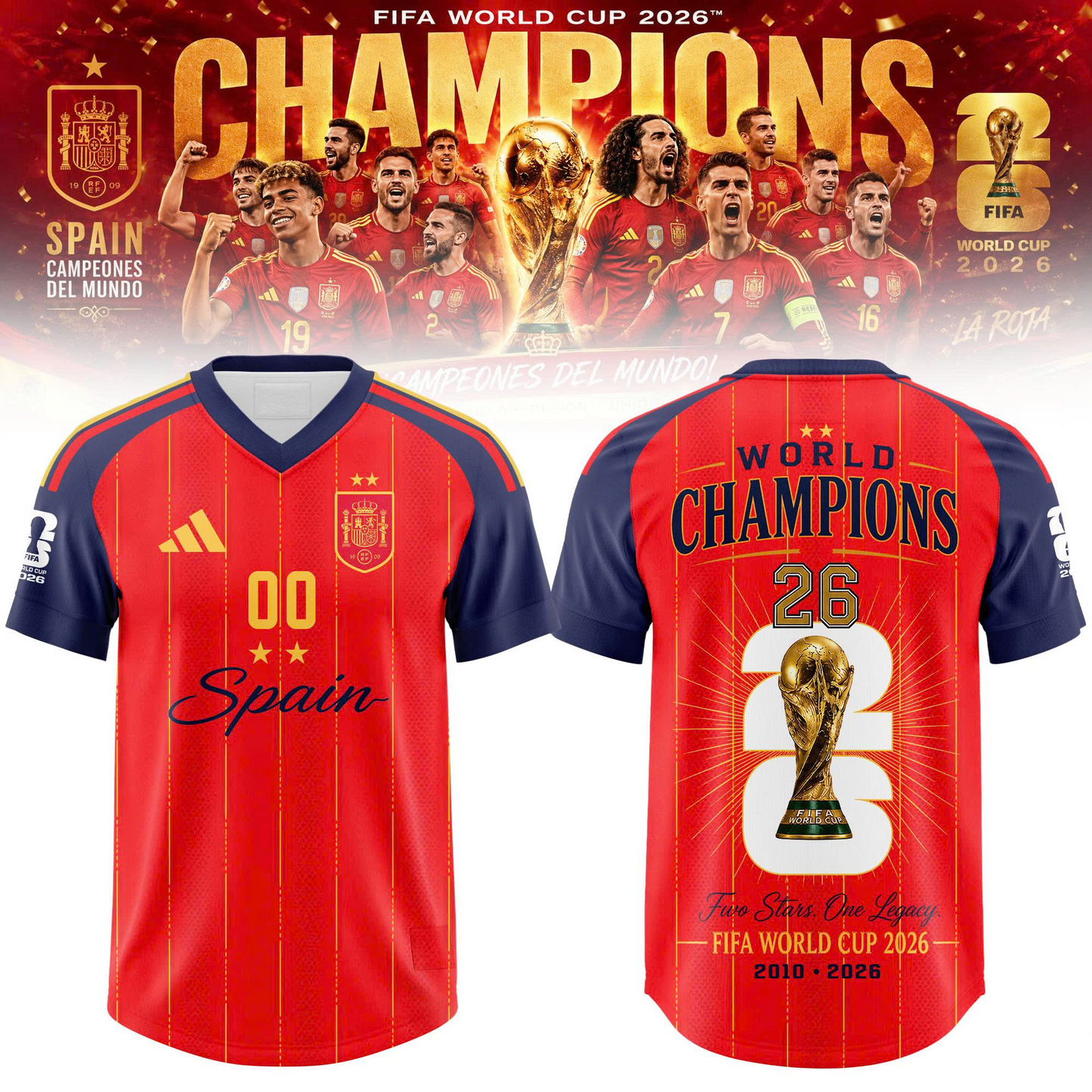 Premium Spain World Cup Champions 2026 T-shirt V30