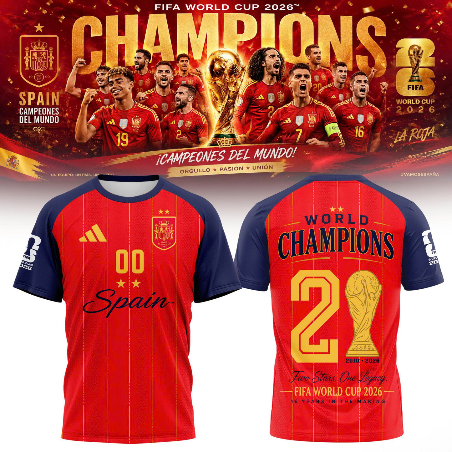Premium Spain World Cup Champions 2026 T-shirt V31