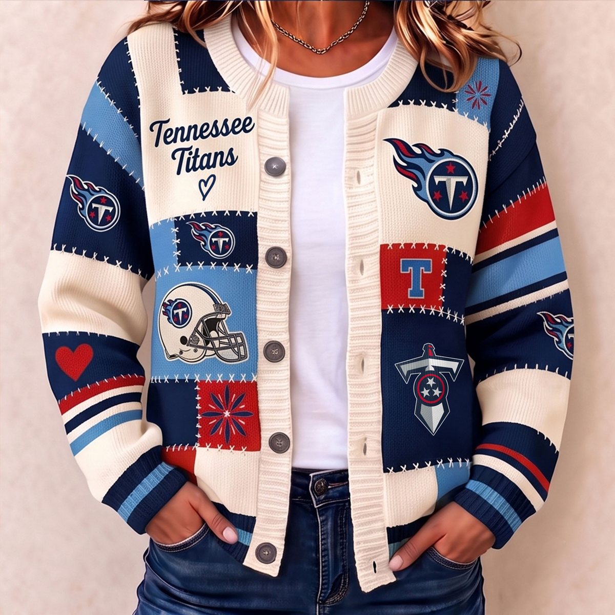 Premium TEN x NFL Patchwork Knit Varsity Cardigan