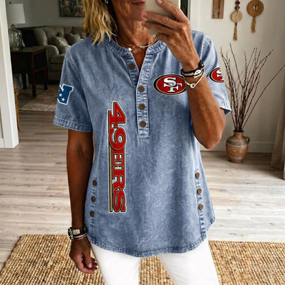 SAN x NFL Women’???s Denim Casual Tops DATND LBN 190526