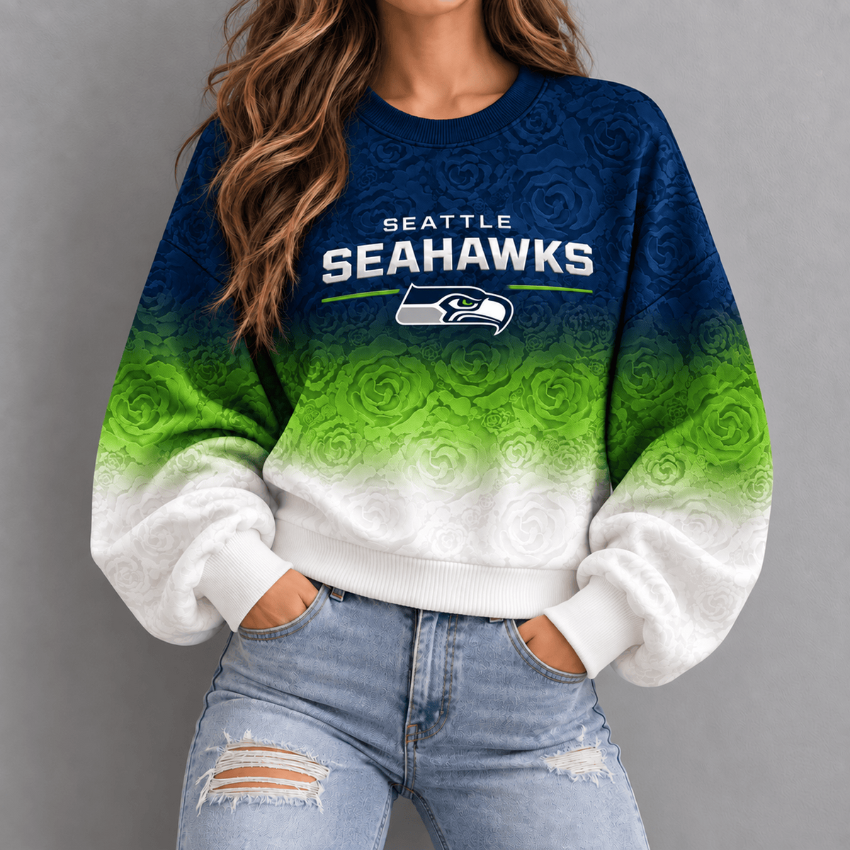 SEA x NFL Embossed Rose Ombre Sweatshirt