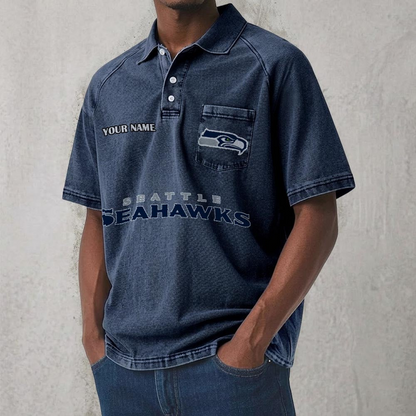 SEA x NFL Men's Distressed Turn-Down Collar Polo DATND TANTD 250526