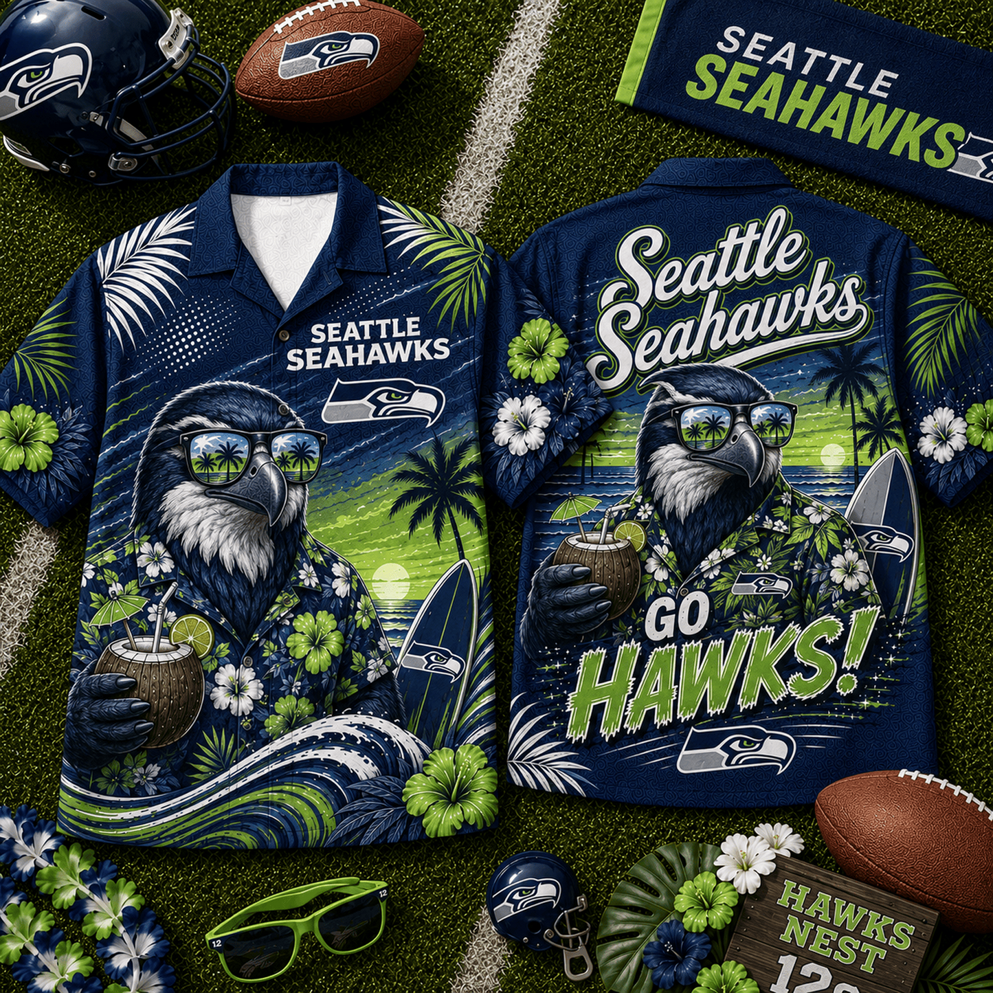 SEA x NFL Premium Beach Vibes Hawaiian Shirt