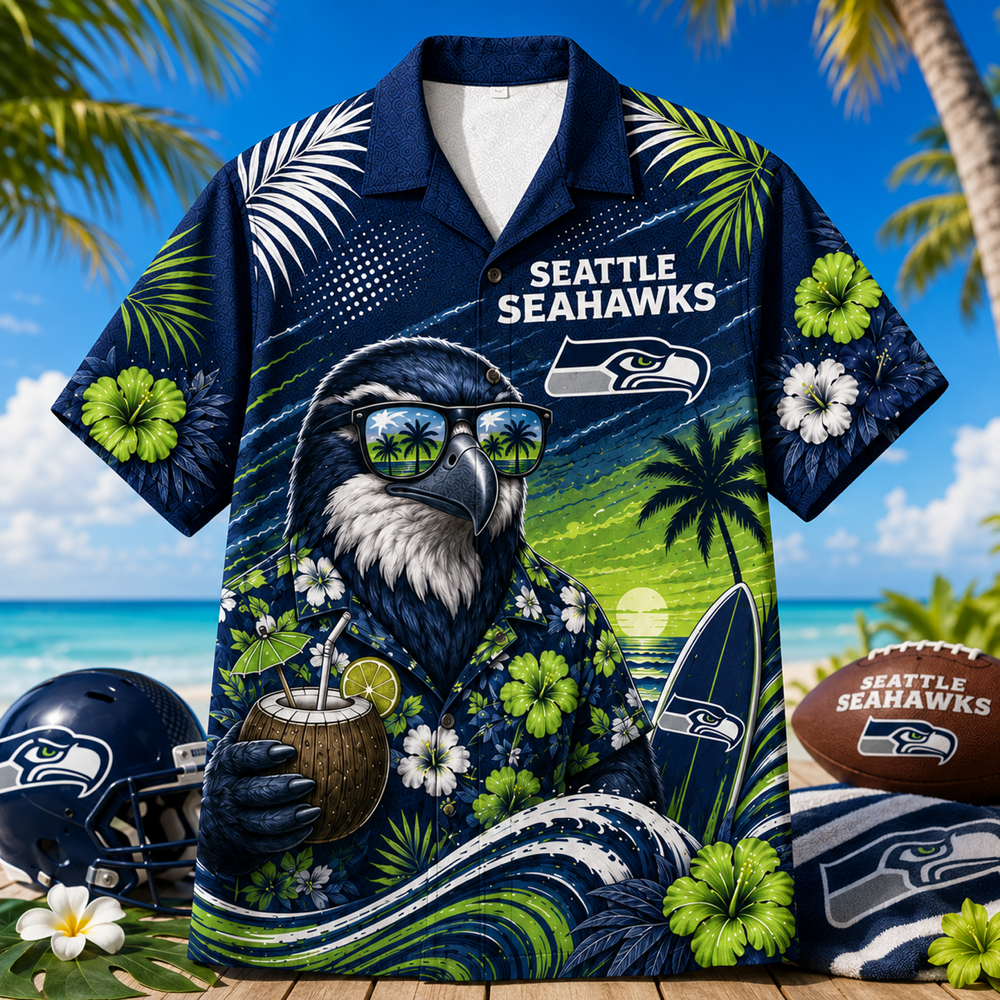 SEA x NFL Premium Beach Vibes Hawaiian Shirt
