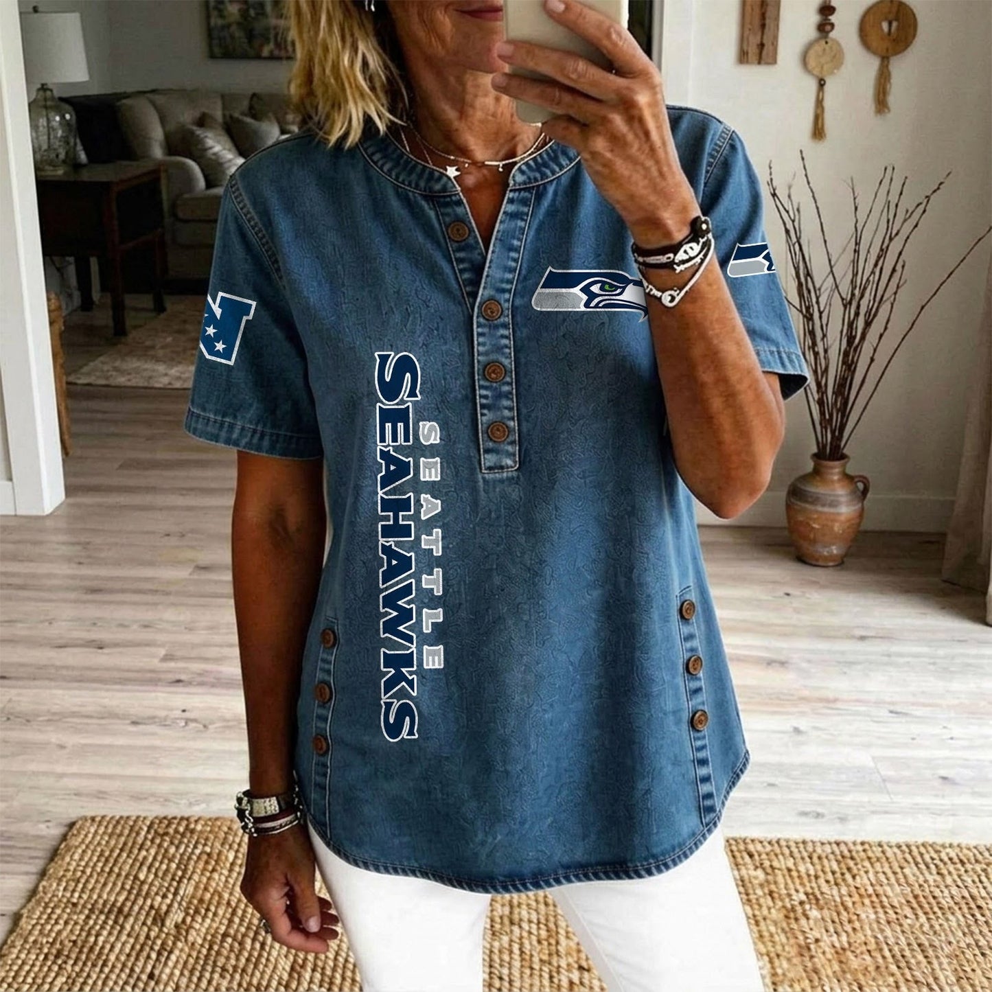 SEA x NFL Women’???s Denim Casual Tops DATND LBN 190526