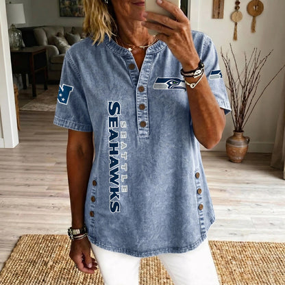 SEA x NFL Women’???s Denim Casual Tops DATND LBN 190526
