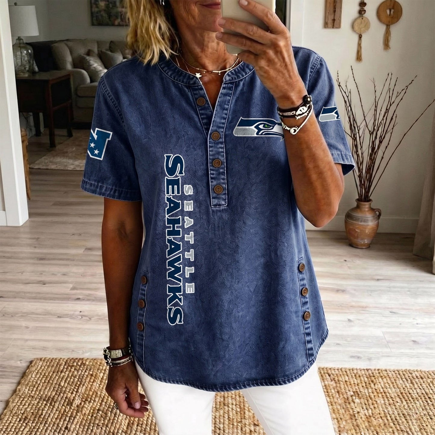 SEA x NFL Women’???s Denim Casual Tops DATND LBN 190526