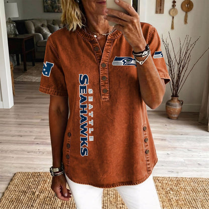 SEA x NFL Women’???s Denim Casual Tops DATND LBN 190526