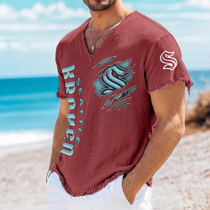 SEA x NHL V-Neck Linen Beach Shirt 1905 DatND DVT
