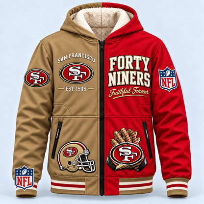 SF x NFL Hooded Varsity Bomber Jacket