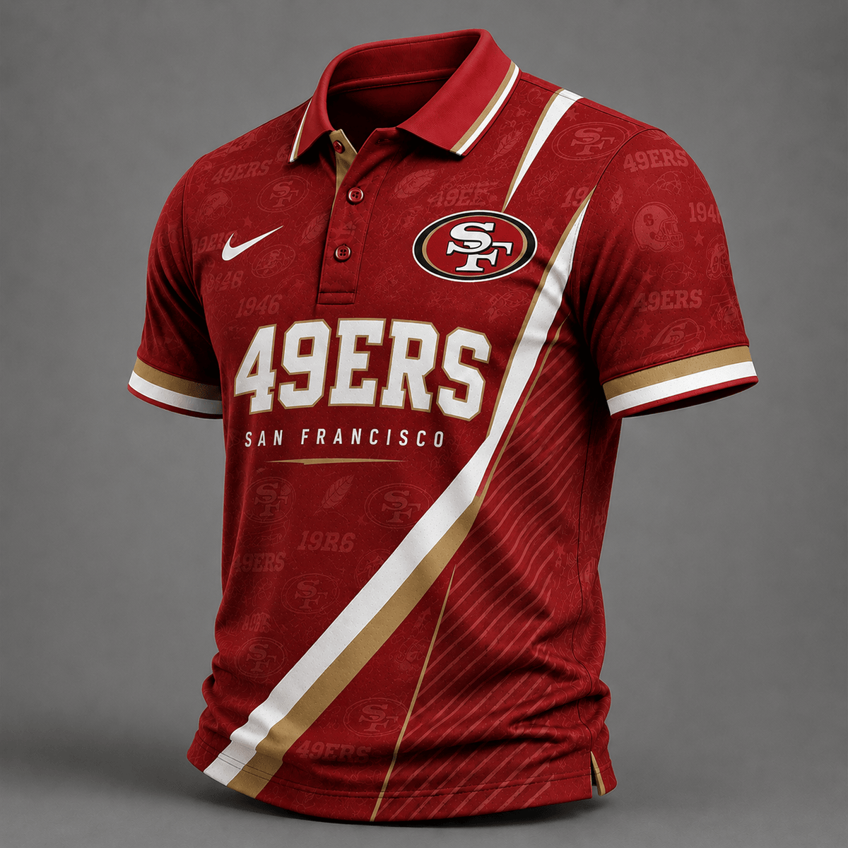 SF49 Premium NFL Diagonal Stripe Polo Shirt