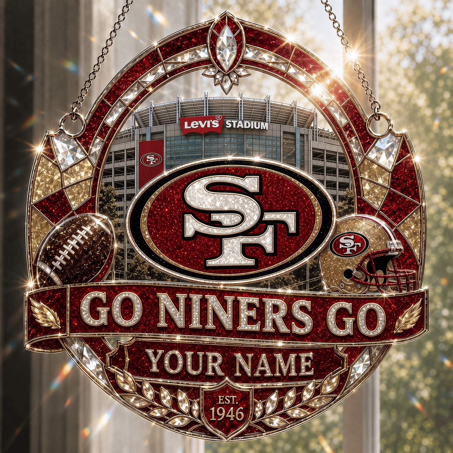 SF49 x NFL Premium Suncatcher Luxury Personalized Gift For Fan