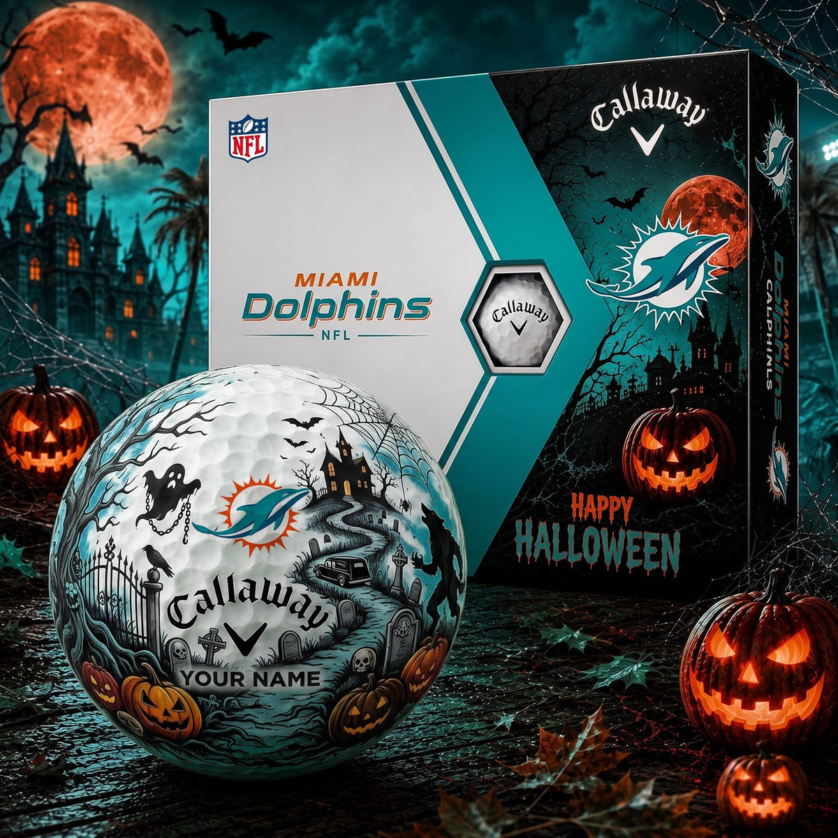 SIGNATURE NFL X MIA PERSONALIZED HALLOWEEN HAUNTED GOLF BALL – LIMITED EDITION