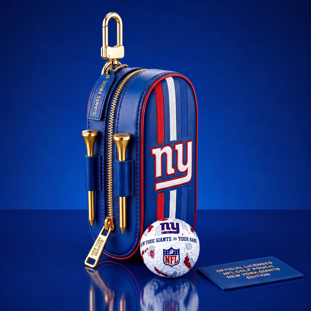 SIGNATURE NFL X NY DELUXE LEATHER  GOLF POUCH FOR TOURNAMENT