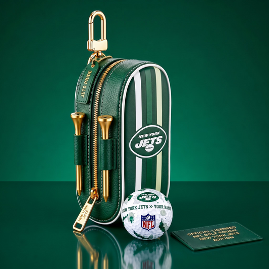 SIGNATURE NFL X NYJ DELUXE LEATHER  GOLF POUCH FOR TOURNAMENT