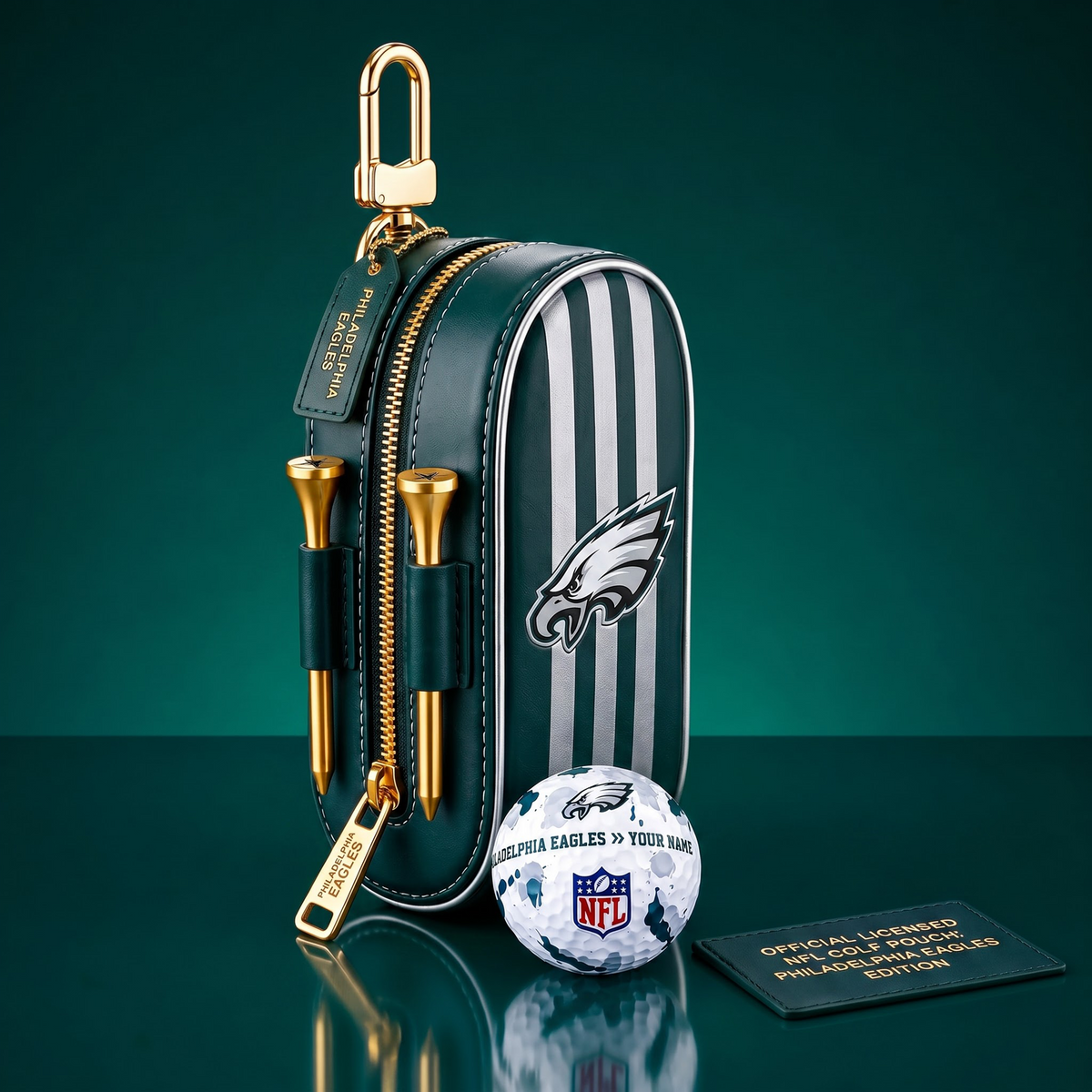 SIGNATURE NFL X PE DELUXE LEATHER  GOLF POUCH FOR TOURNAMENT