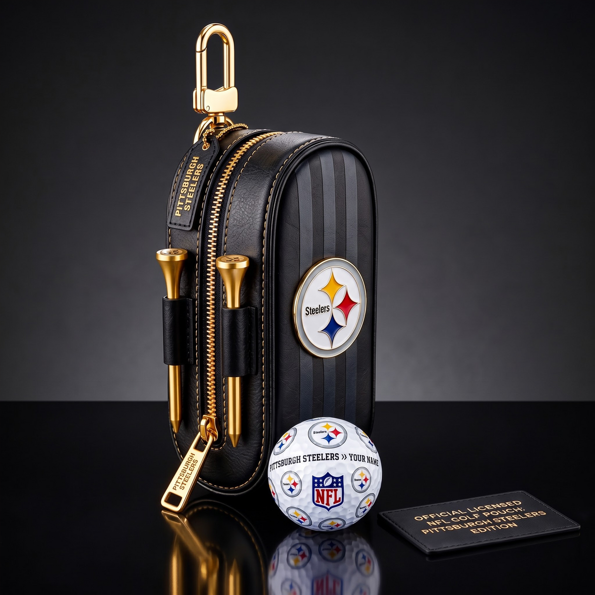 SIGNATURE NFL X PS DELUXE LEATHER  GOLF POUCH FOR TOURNAMENT