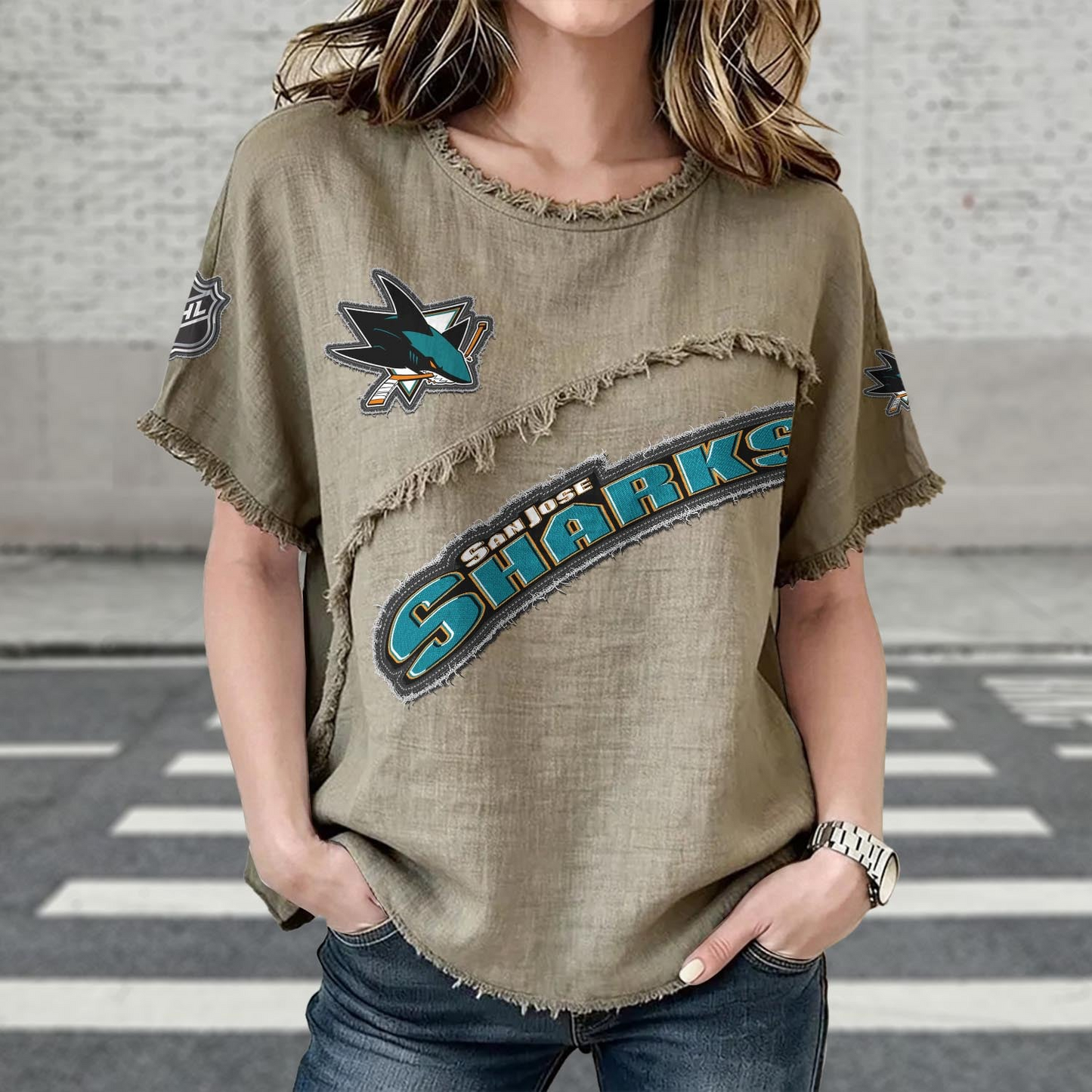 SJS x NHL Women’???s Vintage O-Neck 2905 DatND DVT
