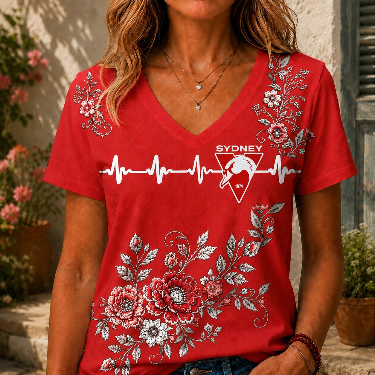 SS x AFL Luxury Women V-Neck Shirt