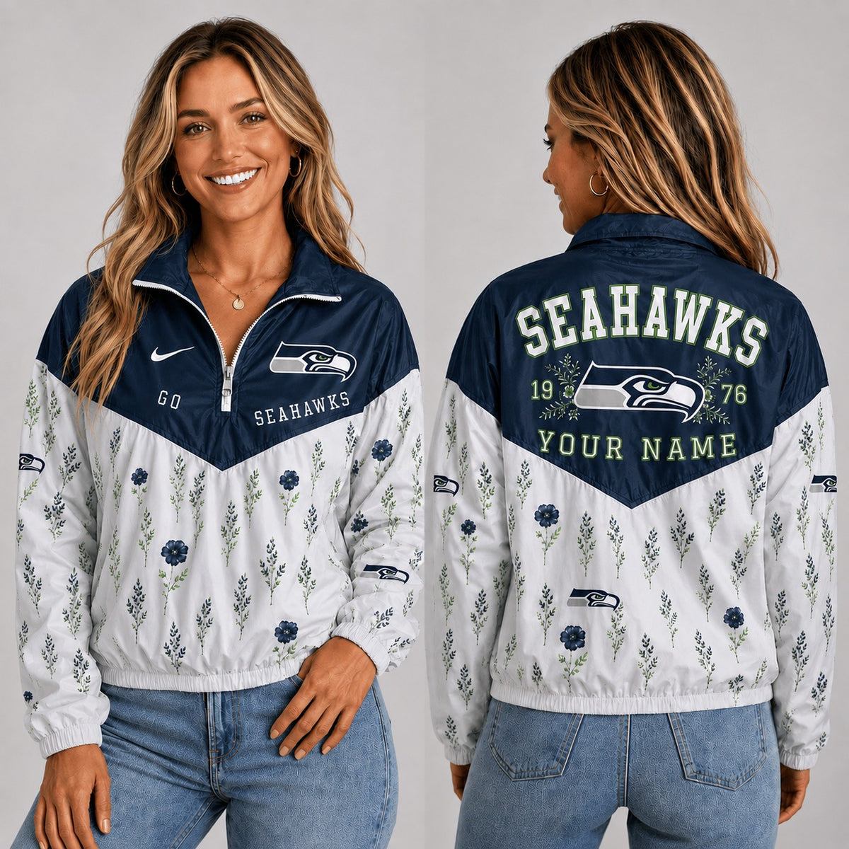 SS x NFL Personalized Women Quarter Zip Jacket