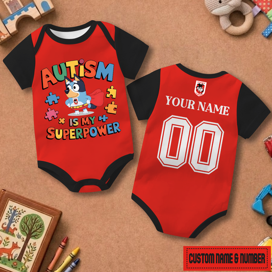 STI x NRL Custom Name & Number  Baby Romper DATND TANTD
