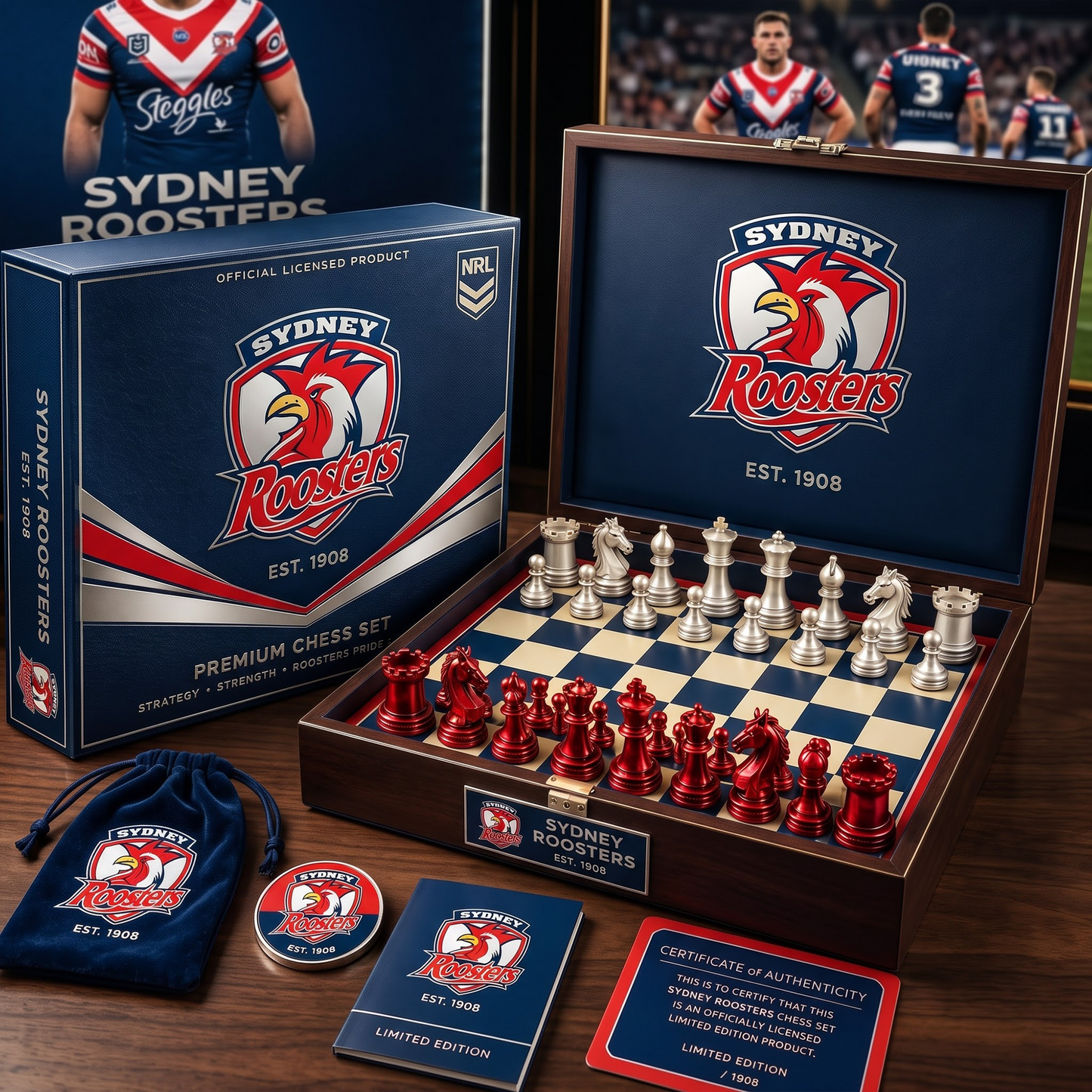 SYD X PREMIUM NRL CHAMPIONS CHESS SET – LIMITED COLLECTOR EDITION