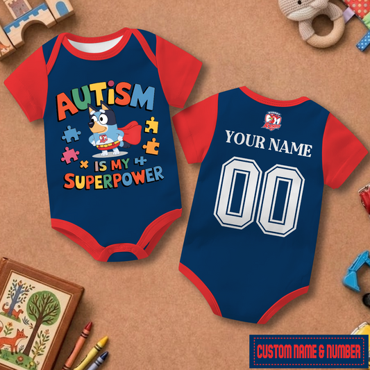 SYD x NRL Custom Name & Number  Baby Romper DATND TANTD