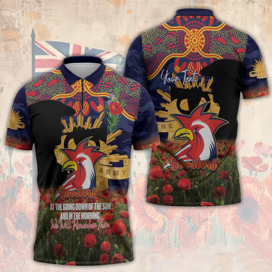SYD x NRL Rugby ANZAC Day Zipper Polo Shirt Last Post Poppy We Will Remember Them LT14 DatND DVT