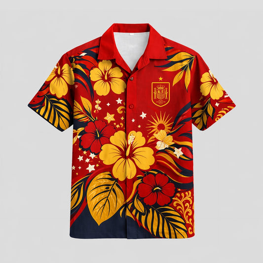 Spain World Cup 2026 Floral Hawaiian Shirt PVT02 DATND LBN 90526