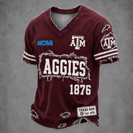 TAMU x NCAA LUXURY V-Neck T-Shirt 0506 DatND DVT