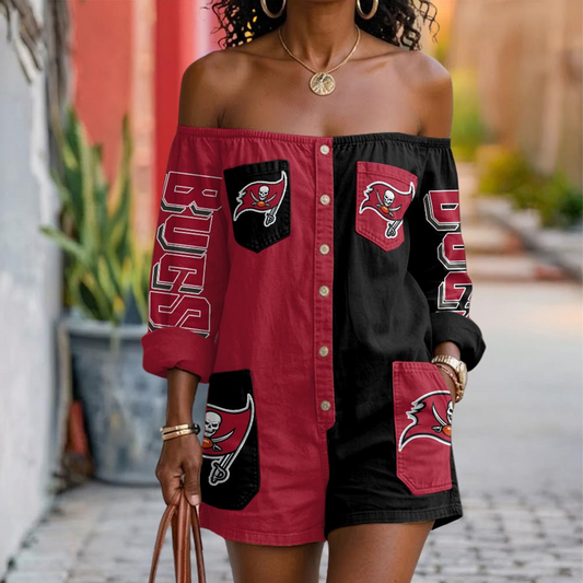 TB x NFL Button-Front Off-Shoulder Dress DATND TANTD 060626