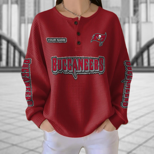 TB x NFL Personalized Waffle Knit Henley Sweatshirt 2005 DatND DVT