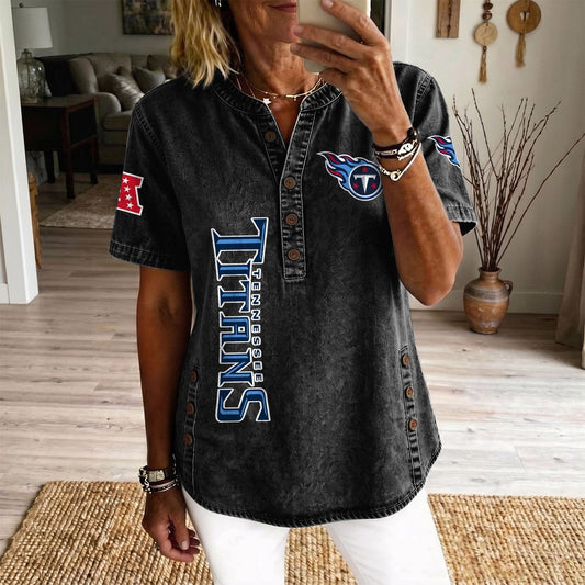 TEN x NFL Women’???s Denim Casual Tops DATND LBN 190526