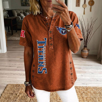 TEN x NFL Women’???s Denim Casual Tops DATND LBN 190526