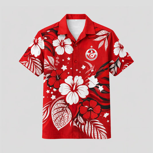 Tunisia World Cup 2026 Floral Hawaiian Shirt PVT02 DATND LBN 90526
