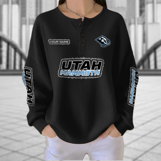 UTA x NHL Personalized Waffle Knit Henley Sweatshirt 2005 DatND DVT
