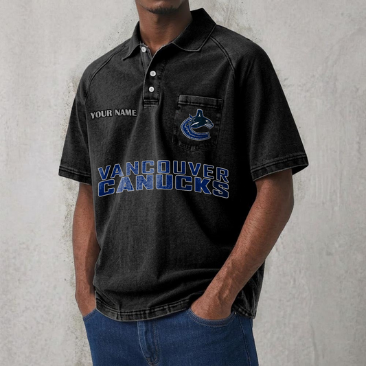 VAN x NHL Men's Distressed Turn-Down Collar Polo DATND TANTD 250526