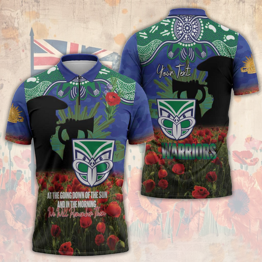WAR x NRL Rugby ANZAC Day Zipper Polo Shirt Last Post Poppy We Will Remember Them LT14 DatND DVT