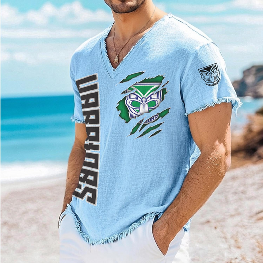WAR x NRL V-Neck Linen Beach Shirt 1905 DatND DVT