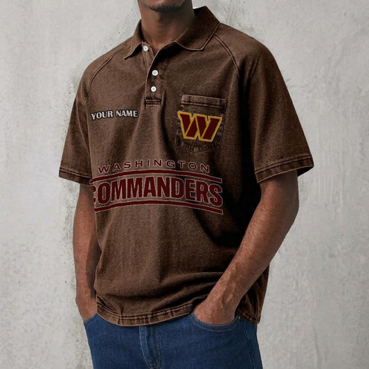 WAS x NFL Men's Distressed Turn-Down Collar Polo DATND TANTD 250526