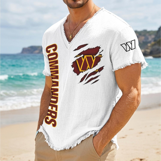WAS x NFL V-Neck Linen Beach Shirt 1905 DatND DVT