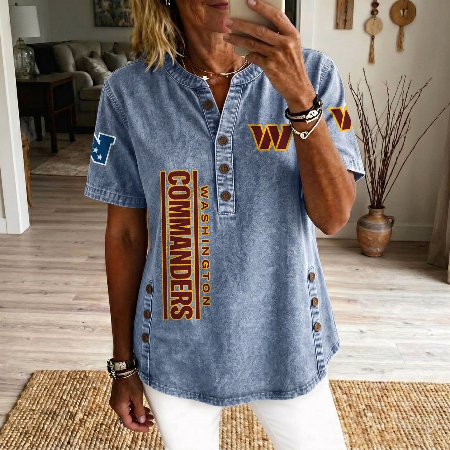 WAS x NFL Women’???s Denim Casual Tops DATND LBN 190526