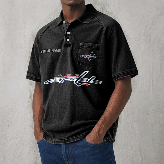 WAS x NHL Men's Distressed Turn-Down Collar Polo DATND TANTD 250526