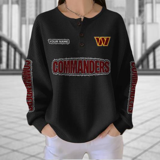 WAS x NFL Personalized Waffle Knit Henley Sweatshirt 2005 DatND DVT