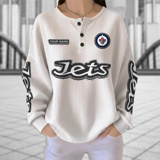 WGJ x NHL Personalized Waffle Knit Henley Sweatshirt 2005 DatND DVT
