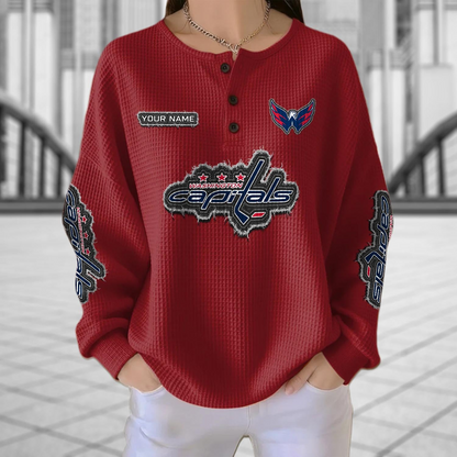 WSH x NHL Personalized Waffle Knit Henley Sweatshirt 2005 DatND DVT