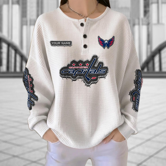 WSH x NHL Personalized Waffle Knit Henley Sweatshirt 2005 DatND DVT