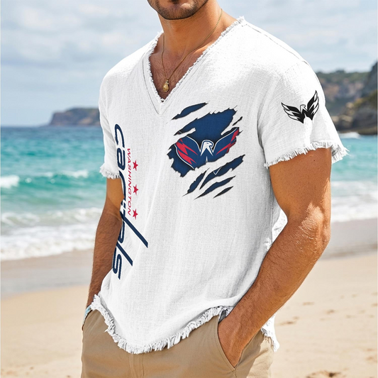 WSH x NHL V-Neck Linen Beach Shirt 1905 DatND DVT